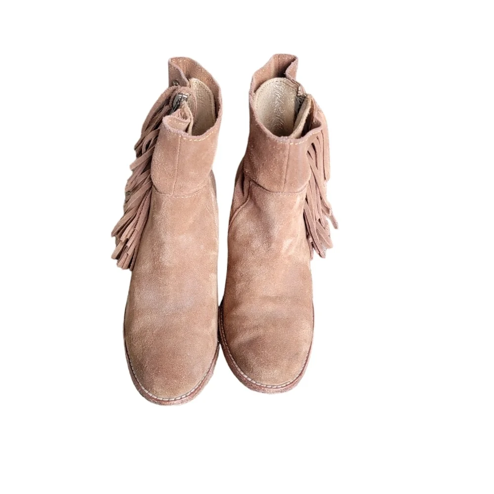 Zadig & Voltaire Pearce‎ Fringe Taupe Suede Ankle Booties Women's 6